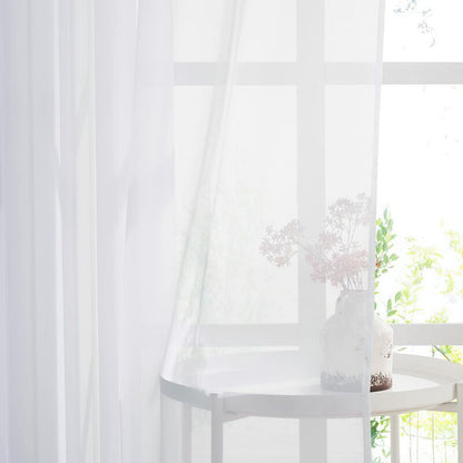 White Sheer Curtains Set of 2 132x160 cm Organza Tulle Eyelets Transparent Light Filter for Bedroom Kitchen - Image 3