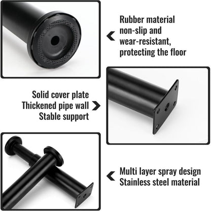 Furniture Legs Black 4 pcs Adjustable 18-30 cm with 18 Screws Metal Cabinet Feet for Sofa Table Chair - Image 3