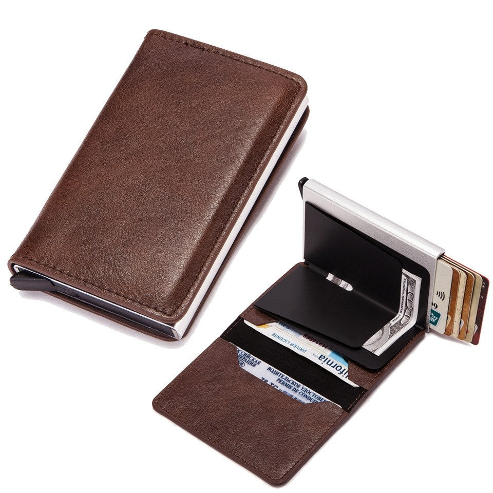 RFID NFC Card Holder Dark Brown with Protection - Image 3