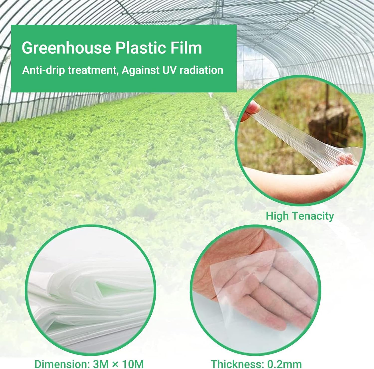 (Special Offer) 2x6m Polyethylene Greenhouse Film, Transparent, Extra Thick Garden Film for Foil Tunnels 10 m - Image 3