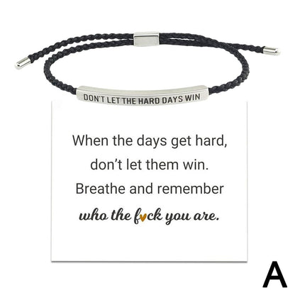 Don't Let the Tough Days Win Bracelet for Women and Men, Inspirational Black onesize