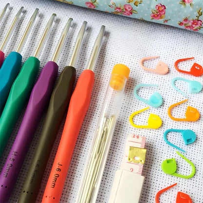 45-piece crochet set with needles, markers, tape measure - Knitting Kit Multicolor multicolor - Image 3