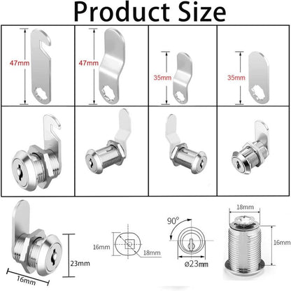 Security Mailbox Lock 16mm Cylinder Cabinet Cupboard Toolbox File Cabinet Compatible with 5 Lock Plates 2 Keys - Image 2