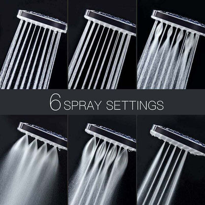 DEBUNS High Pressure Shower Head, Large Square with One-Hand Control, 6 Shower Modes, Chrome - Image 4