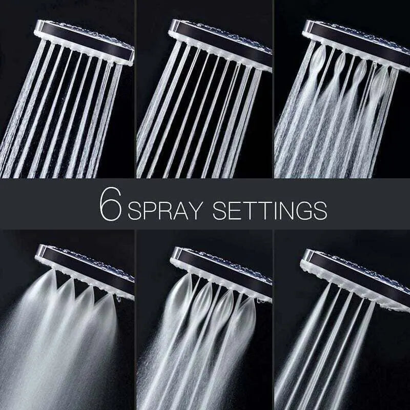DEBUNS High Pressure Shower Head, Large Square with One-Hand Control, 6 Shower Modes, Chrome - Image 4