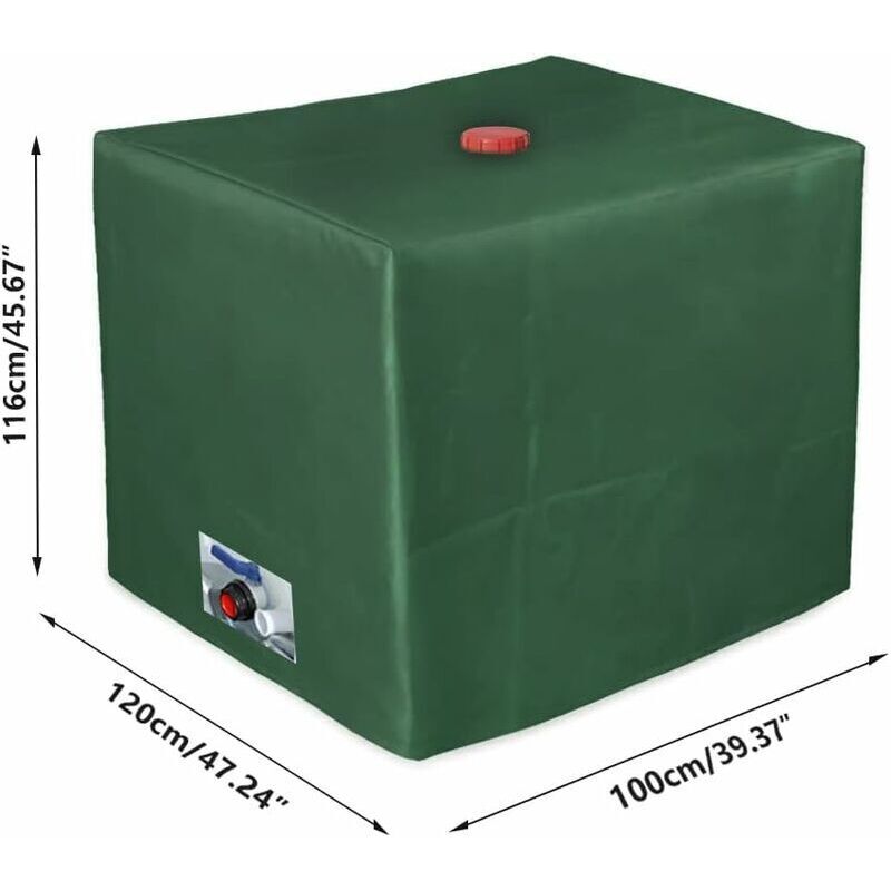 IBC Tank Cover Tarpaulin for 1000L IBC Container, GU.B/bon 116 x 100 x 120 cm Water Tank Cover Anti-UV Anti-Rain (Green)..DEBUNS - Image 2
