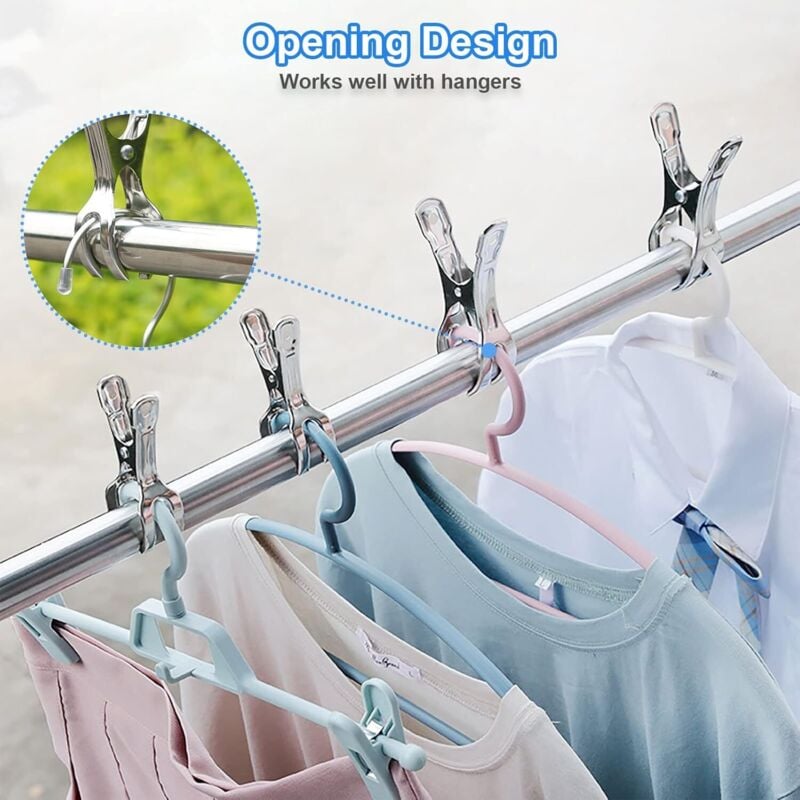 Heavy Duty Stainless Steel Clothes Pegs, Large, 10-Pack, for Sunbeds and Pool Covers - Image 2