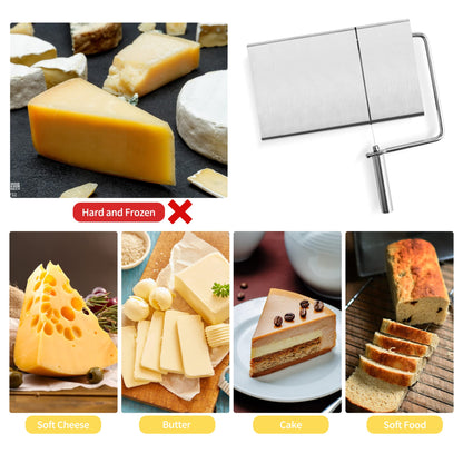 Cheese cutter with wire, cheese cutter for block cheese with 6 replacement wires, stainless steel cheese cutter - Image 3