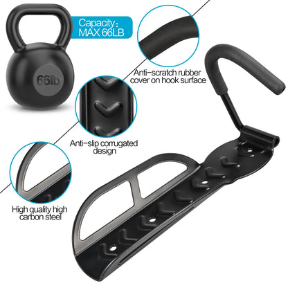 Garage Wall Mounted Bike Rack 2 Pack Heavy Duty Steel Hook Compatible with Oral-B Holds 66 lbs - Image 3