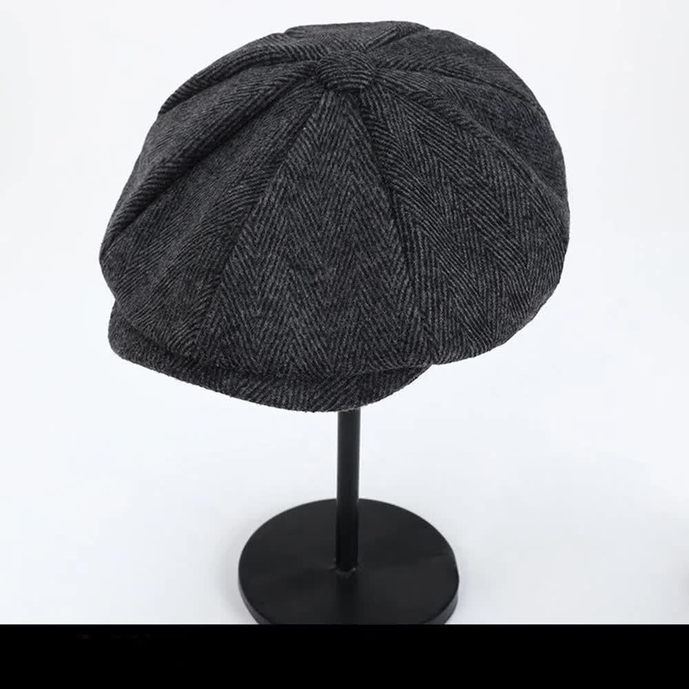 2023 Retro Newsboy Caps Men Octagonal Hats Peaky Blinders Newsbo Black
