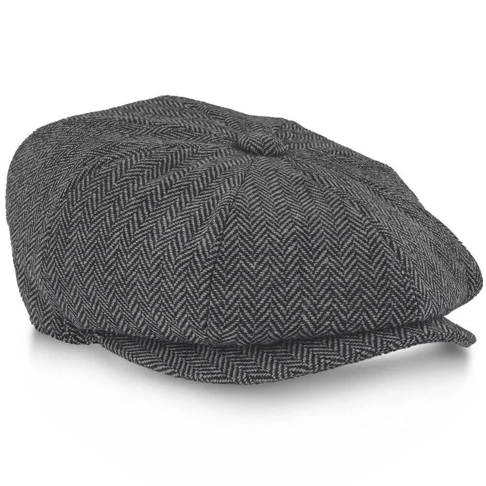 2023 Retro Newsboy Caps Men Octagonal Hats Peaky Blinders Newsbo Black - Image 3
