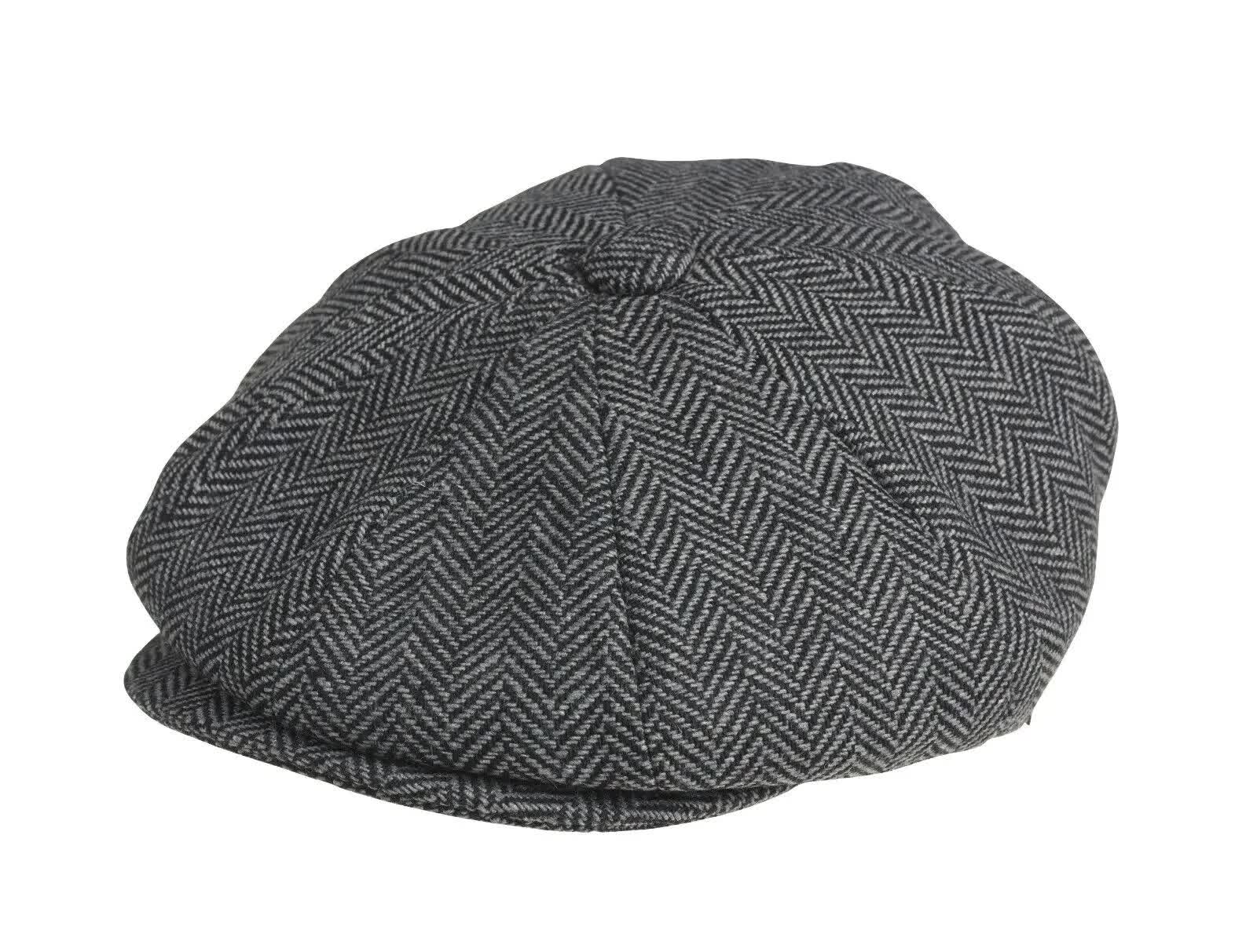 Retro Newsboy Cap Grey Men Octagonal Hat Peaky Blinders Style - Image 4