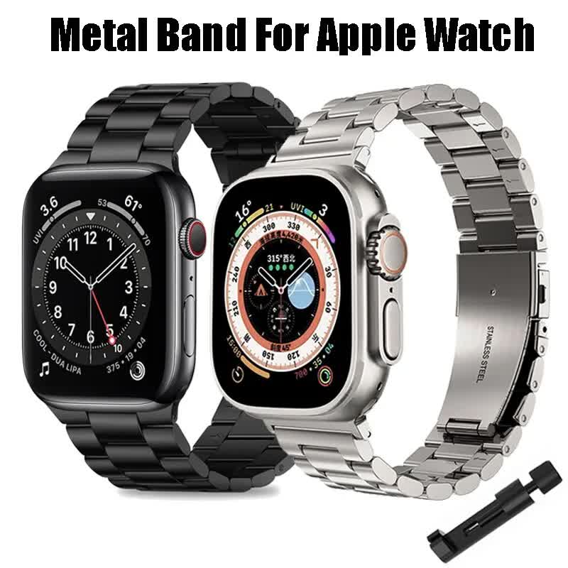 Compatible with Apple Watch Band Stainless Steel Metal Bracelet Series 9 8 7 6 5 49mm 45mm 44mm 42mm Starlight - Image 2