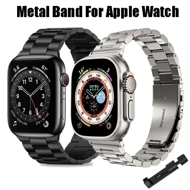 Compatible with Apple Watch Band Stainless Steel Metal Bracelet Series 9 8 7 6 5 49mm 45mm 44mm 42mm Starlight - Image 2