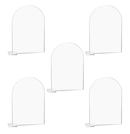 Transparent Acrylic Wedding Table Number Holders - 5-Pack Blank Arched Sign with Stand