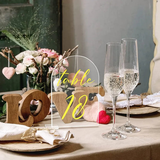 Transparent Acrylic Wedding Table Number Holders - 5-Pack Blank Arched Sign with Stand - Image 2