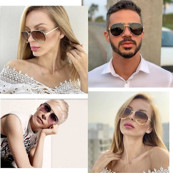 Women's Sunglasses Classic Pilot Sunglasses Metal Frame Fashion Style Uv400 Protection, Gold Frame/Gray - Image 4