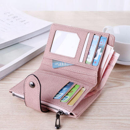 New Fashion Light Green Leather Card Holder Wallet Foldable Small Women's Wallet - Image 8