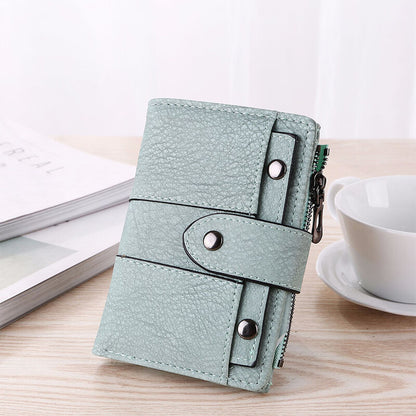 Leather Card Holder Wallet for Women Foldable Small Black Wallet - Image 7