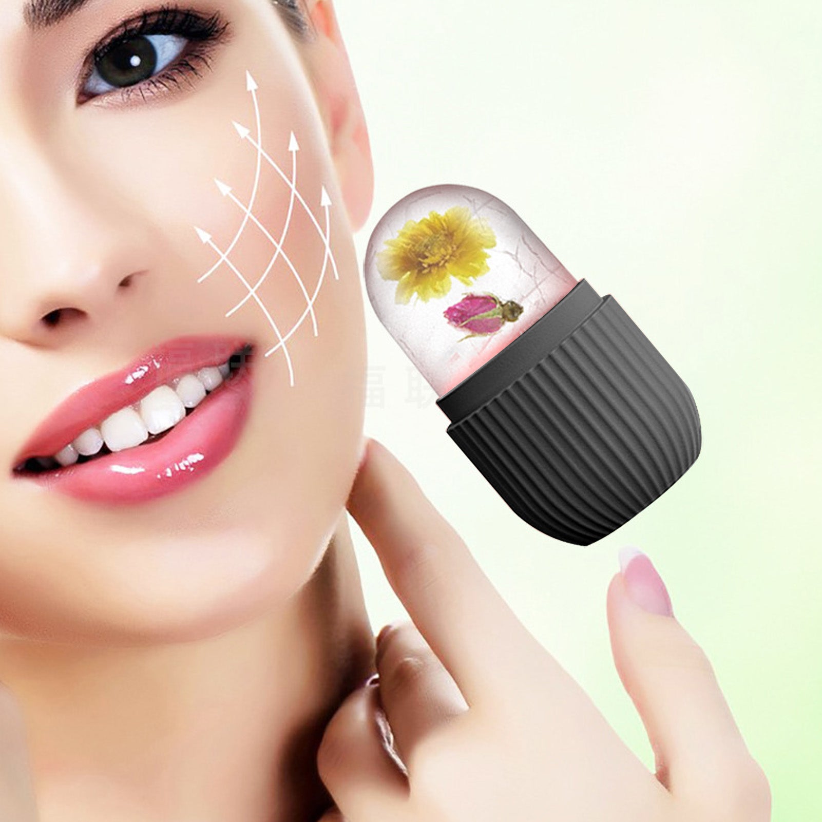 Ice Facial Roller Cold Ice Mold Holder Silicone Reusable for Facial Beauty DIY Facial Care Black Striped Black - Image 6