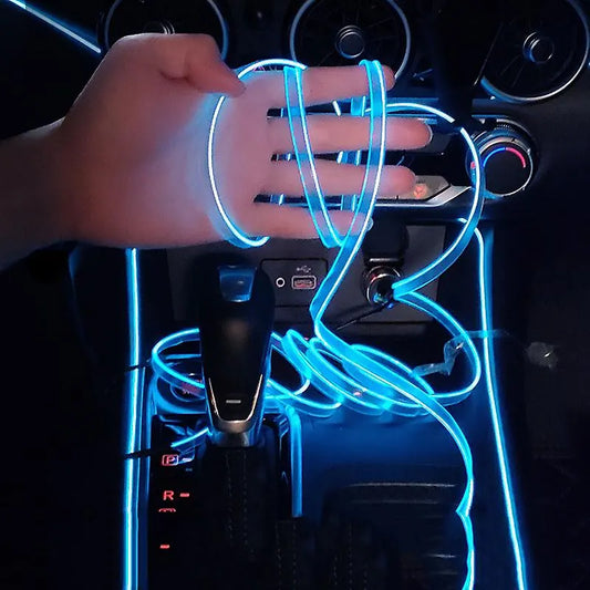 Car LED Interior Strip Light 3m USB Neon Wire Lamps Glowing Ambient Lighting Car Decorations Interior Red - Image 2