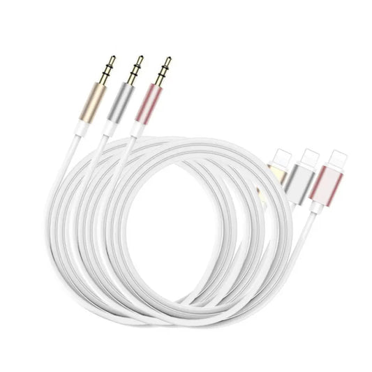 Compatible with Apple to 3.5mm Aux Car Cable iPhone, Silver 1m - Image 2