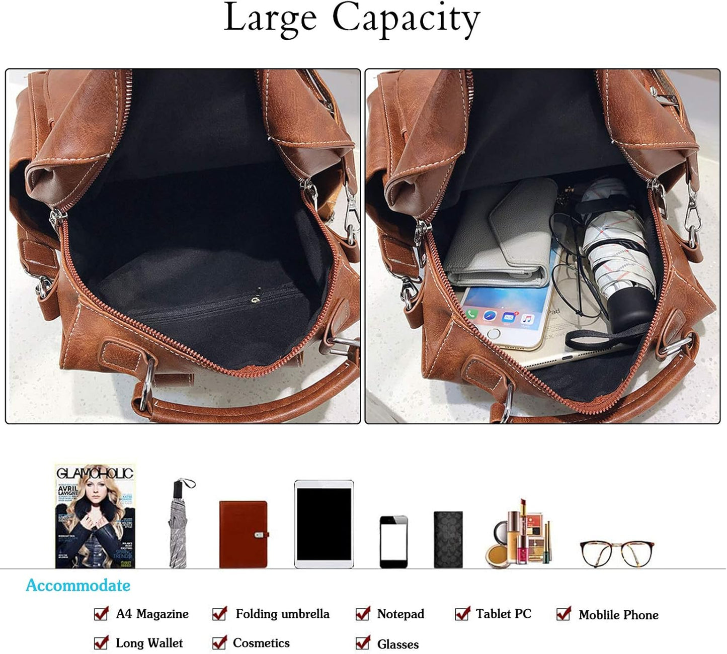 Vintage Backpack Women Shoulder Bag Girls Waterproof Daypack - Image 3