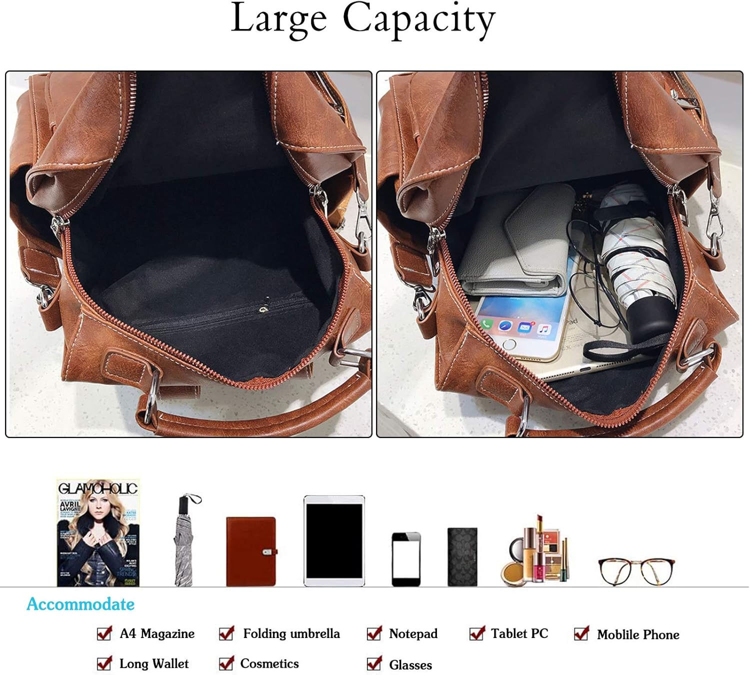 Vintage Backpack Women Shoulder Bag Girls Waterproof Daypack - Image 3