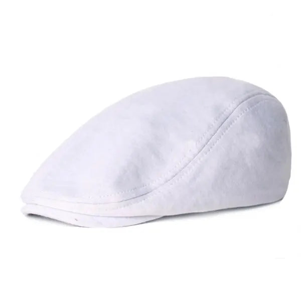 Unisex Cotton Beret - Soft Casual Solid Color Cap for Men and Women with Compatible with Apple Compatibility, White, One Size