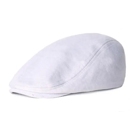 Unisex Cotton Beret - Soft Casual Solid Color Cap for Men and Women with Compatible with Apple Compatibility, White, One Size
