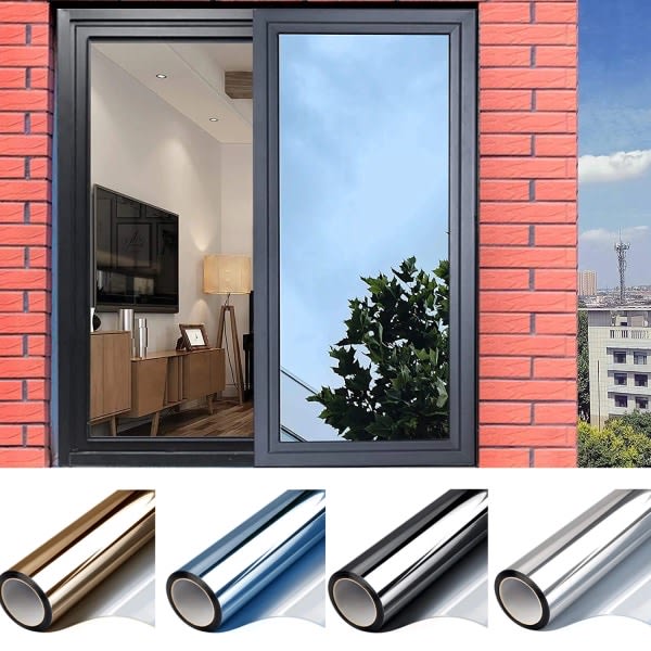 One-way mirror film Window film Sun protection Glass sticker - Special offer - Black Silver 40x300 cm Black-silver Black-silver 40x300 cm Black-silver 40x300 cm