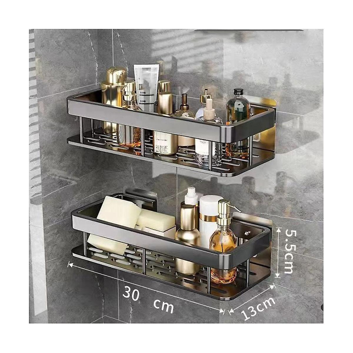 2pcs Wall Mount Corner Shelf for Bathroom Compatible with Braun Shower Storage Bracket Toilet Makeup Organization - Image 2