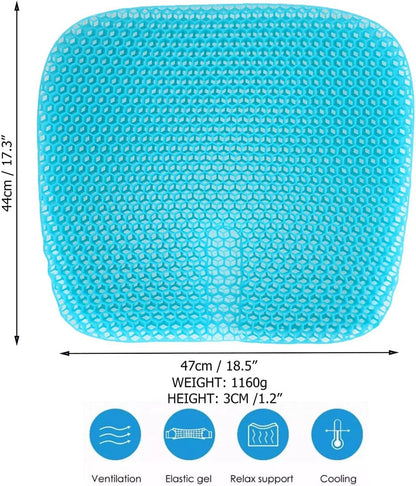 Gel Seat Cushion for Long-Term Sitting, Gel Cushions for Pressure Relief, Double Thick Gel Cushion for Sitting, Seat Cushions for Office Chairs with - Image 2
