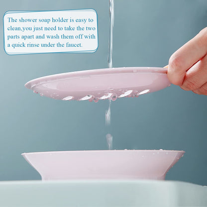 2-pack soap dish, plastic soap cups, non-slip soap dish, soap holder, shower with drip tray, easy-to-clean soap saver (pink) - Image 2