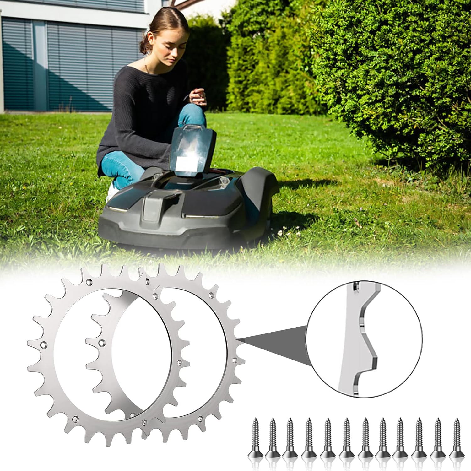 Worx Landroid L Lawn Mower Stainless Steel Spikes 225 mm Wheel Compatible with 12 Screws - Image 5