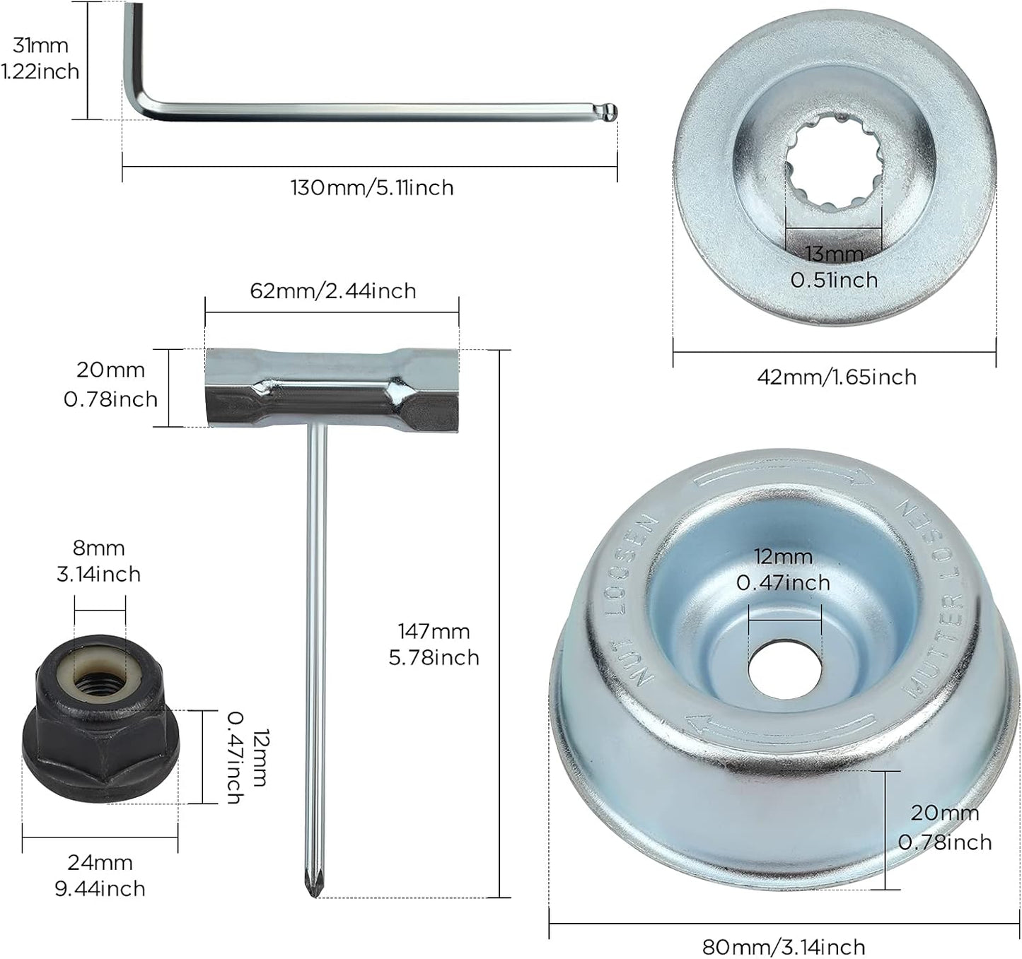 Universal Brushcutter Head Nut Kit, for Stihl Brushcutter FS55 FS - Image 2