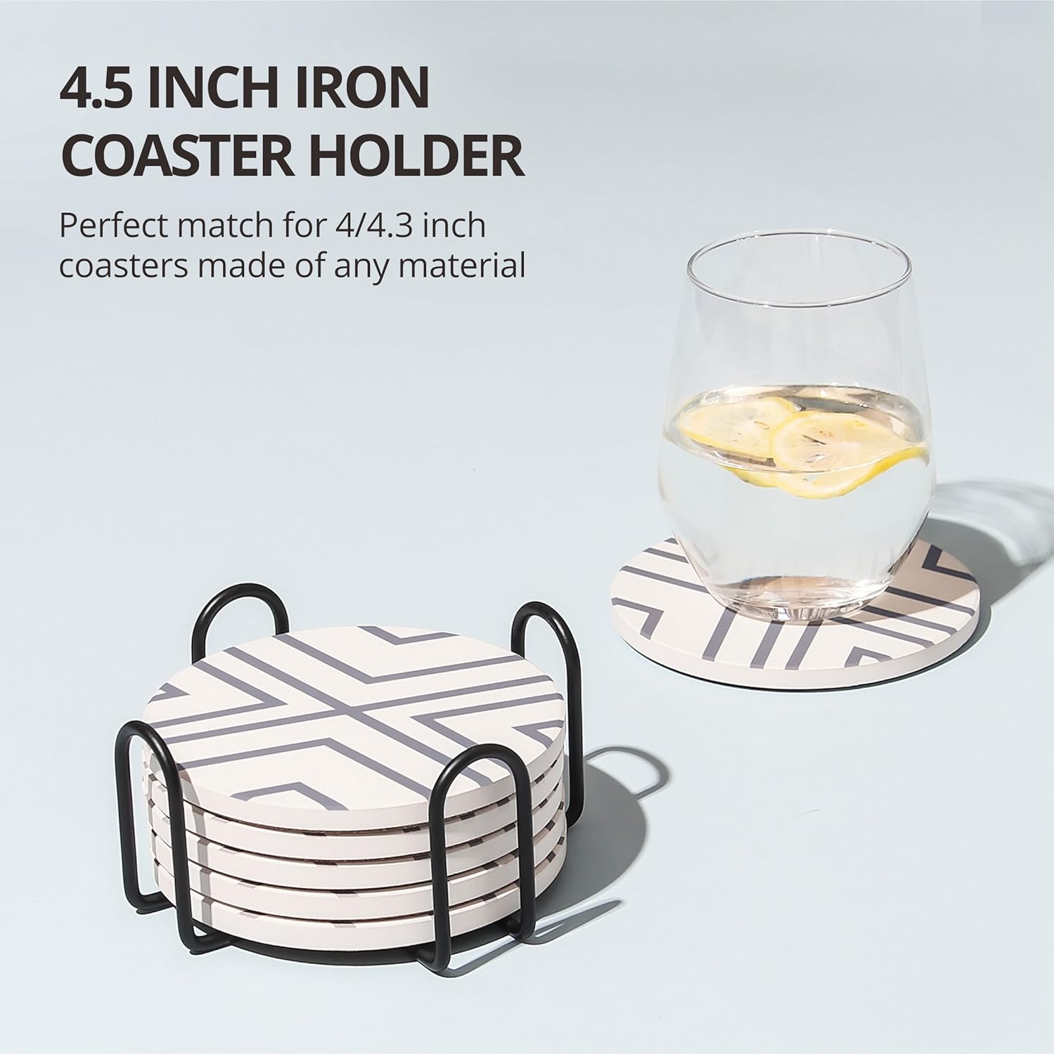 Minimalist Black Iron Coaster Holder Compatible with Round and Square Coasters - Image 2