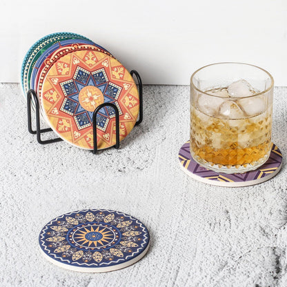 Minimalist Black Iron Coaster Holder Compatible with Round and Square Coasters - Image 4