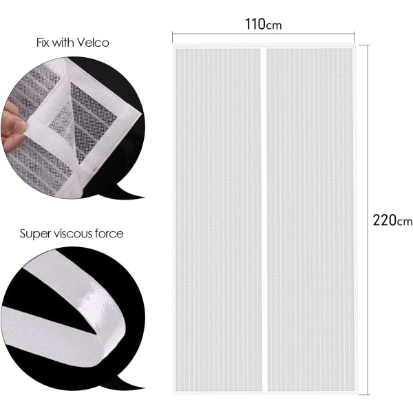 Mosquito Net Door Magnetic Fly Screen Anti-mosquito MYCARBON 80X200CM White - Image 4