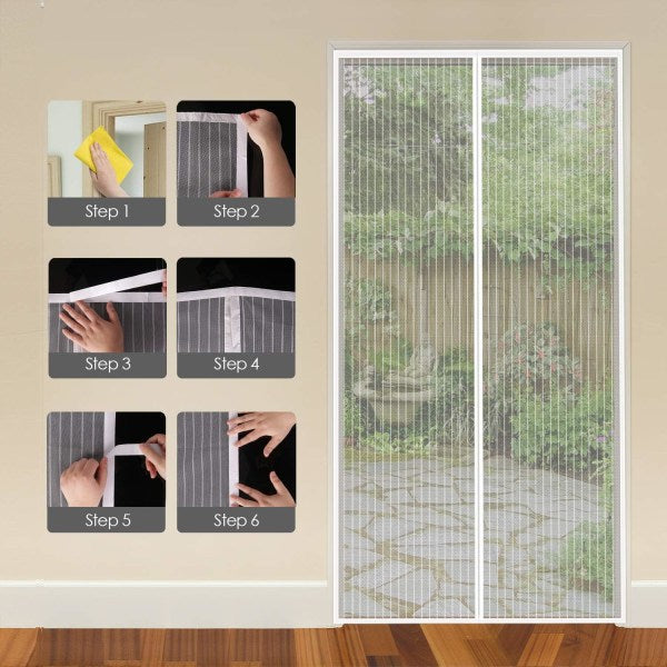 Mosquito Net Door Magnetic Fly Screen Anti-mosquito MYCARBON 80X200CM White - Image 5