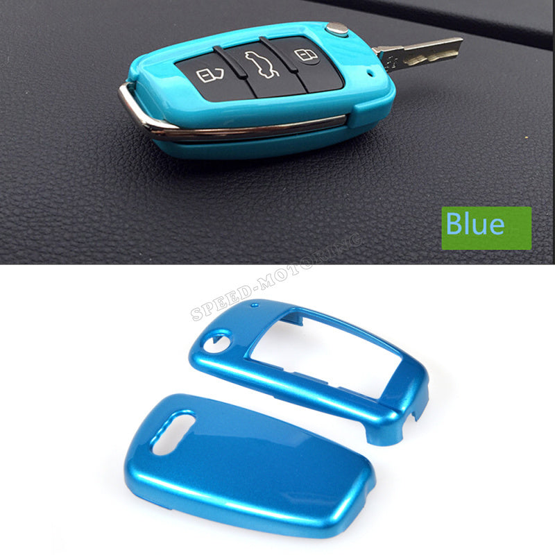Black ABS Carbon Fiber Car Key Cover Case for Audi A6l A1 Q3 Q7 TT R8 A3 S3 S3 ABS Black - Image 3