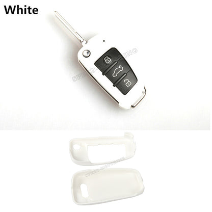 Black ABS Carbon Fiber Car Key Cover Case for Audi A6l A1 Q3 Q7 TT R8 A3 S3 S3 ABS Black - Image 4
