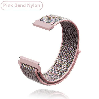 Garmin Venu 2S Vivoactive 3 4S 4 Forerunner 245 645 Galaxy Watch 4 Classic Compatible 18mm 20mm 22mm Watchband Pink Sand Nylon Wrist Strap