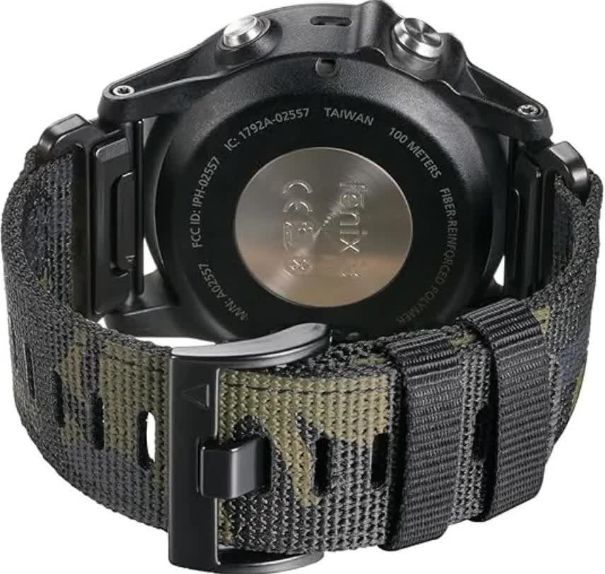 GARMIN Fenix 7X Pro 6X Compatible 26mm Military Nylon Replacement Strap Army Green - Image 3