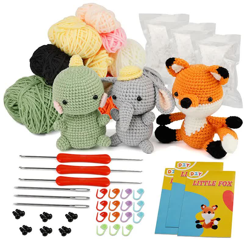 4-Piece DIY Crochet Kit for Animals with Hand Knitting Yarn, Needles, Plush Doll, Easy for Beginners, Includes Enough Yarn and Hook Accessories - Image 5