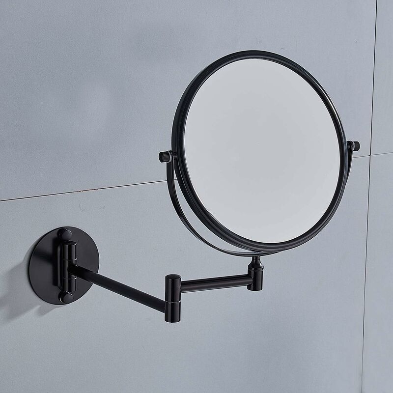 Wall Mounted Makeup Mirror 20cm Black 3 Pack 360 Rotatable Extendable Double Mirror - Image 4