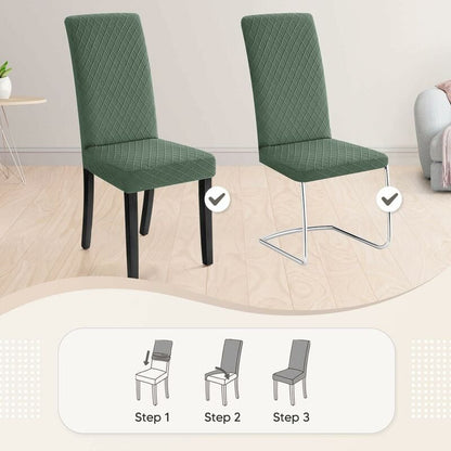 Stretch Dining Chair Covers 4 Pieces Green Washable Removable Universal Chair Covers - Image 4