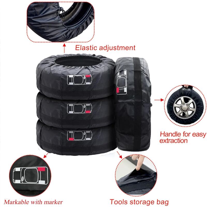 4 pcs Car Tire Covers 19-23\" Waterproof Dustproof Car Wheel Protector (Diameter 80cm) - Image 3