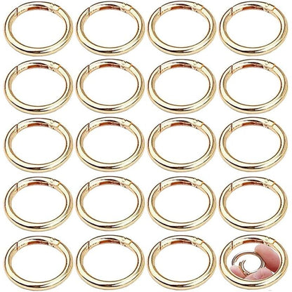 30pcs 33mm Round Gold Snap Spring Ring Carabiner Keychain Hooks Zinc Alloy for Crafts Bag Accessories
