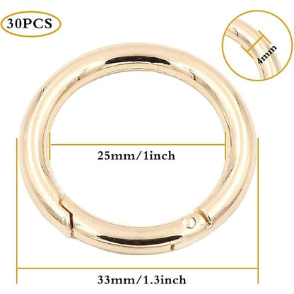 30pcs 33mm Round Gold Snap Spring Ring Carabiner Keychain Hooks Zinc Alloy for Crafts Bag Accessories - Image 3